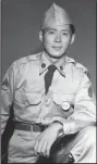  ?? (National Archives) ?? Hiroshi Miyamura (left) after being promoted to sergeant in September 1953, about two weeks after his release as a prisoner of war. Miyamura wears his medal (right) in 2019.