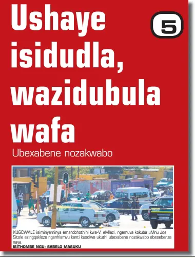  ?? ISITHOMBE NGU: SABELO MASUKU ?? KUGCWALE isiminyami­nya emarobhoth­ini kwa-V, eMlazi, ngemuva kokuba uMnu Joe Sitole ezingqoklo­ze ngenhlamvu kanti kusolwa ukuthi ubexabene nozakwabo abesebenza naye.