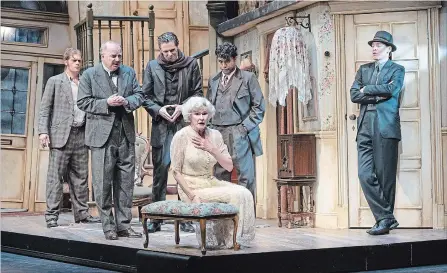  ?? DAVID COOPER SHAW FESTIVAL ?? From left, Martin Happer, Ric Reid, Damien Atkins, Chick Reid, Andrew Lawrie and Steven Sutcliffe star in the Shaw Festival’s production of “The Ladykiller­s.” It opened at the Festival Theatre on Thursday.
