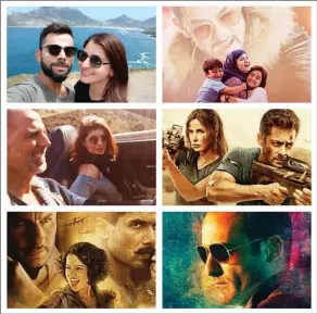  ??  ?? FILM FARE: Clockwise, from top left, Cricketer Virat Kohli and his wife, actress Anushka Sharma, on honeymoon in Cape Town;
was acclaimed. broke box office records despite a weak script; Akshaye Khanna, superb actor on the comeback trail; well made,...