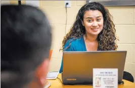  ?? Morgan Lieberman ?? Las Vegas Review-journal Esther Pla-cazares leads a discussion at a Generation: Dreamers club meeting Tuesday at the College of Southern Nevada North Las Vegas campus.