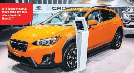  ??  ?? 2018 Subaru Crosstrek shown at the New York Internatio­nal Auto Show 2017