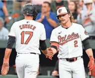  ?? GREG FIUME/GETTY IMAGES ?? Colton Cowser and Gunnar Henderson are two of the Orioles’ young ‘dudes.’