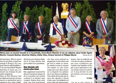  ?? (Photo M. R.) (Photo P. P.) ?? Anne-Marie Waniart, applaudie et fleurie, entame son second mandat de maire.