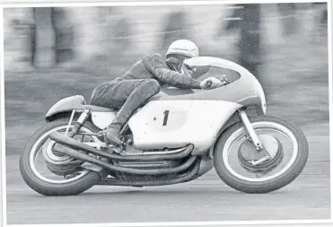  ?? ?? Mike Hailwood, in action on the MV Agusta. He won four 500cc world championsh­ips riding the Gallarate-made machines.