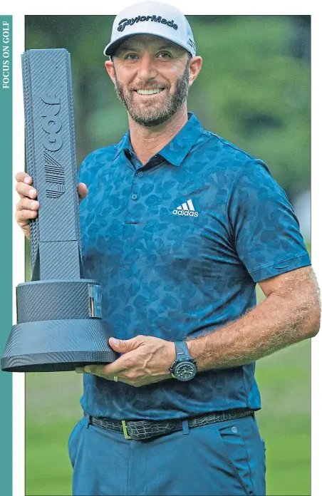  ?? ?? Dustin Johnson celebrates his win at the LIV Golf Invitation­al Boston