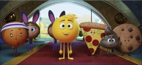  ?? SONY PICTURES ANIMATION ?? Gene, voiced by T.J. Miller, is front and center in “The Emoji Movie.”