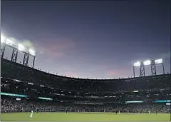  ?? Robert Gauthier Los Angeles Times ?? THE SUN sets behind the stands at Oracle Park in San Francisco during Game 5 of the Dodgers-Giants playoff series, won by Los Angeles.