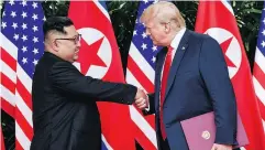  ?? SUSAN WALSH / THE ASSOCIATED PRESS POOL FILES ?? North Korea leader Kim Jong Un and U.S. President Donald Trump after meetings in 2018.