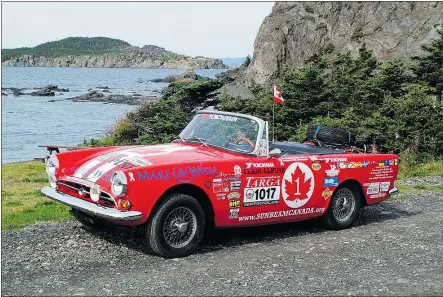  ?? NIGEL MATTHEWS/PNG ?? The Red Sunbeam Alpine is a car that was driven by Ohan Korlikian from Vancouver to Newfoundla­nd where he competed in the Targa Newfoundla­nd Rally and then drove the car back to Vancouver. This is a perfect example of someone using a classic car to...