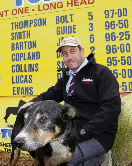  ?? PHOTO: NICK BROOK ?? Man and dog . . . Sevenyearo­ld heading dog Bolt helped Barry Thompson to the top of the longhead section of the South Island and New Zealand Sheepdog Trial Championsh­ips.