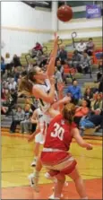  ?? AUSTIN HERTZOG - DIGITAL FIRST MEDIA ?? Perkiomen Valley’s Alex Blomstrom gets into the lane and scores a basket against Owen J. Roberts Thursday.