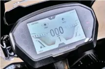  ??  ?? Full-colour dash is customisab­le and provides access to motorcycle settings and riding modes ABOVE: