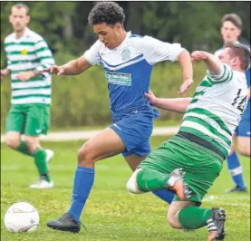  ?? Picture: Alan Langley FM4497375 ?? Bromley Green look to evade a tackle against Wittersham