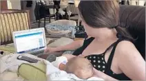  ?? Patrick Khoo For The Times ?? EDITOR Christina Bellantoni is now a pro at juggling work with breastfeed­ing son Maxwell. Yes, it is as hard as it looks.