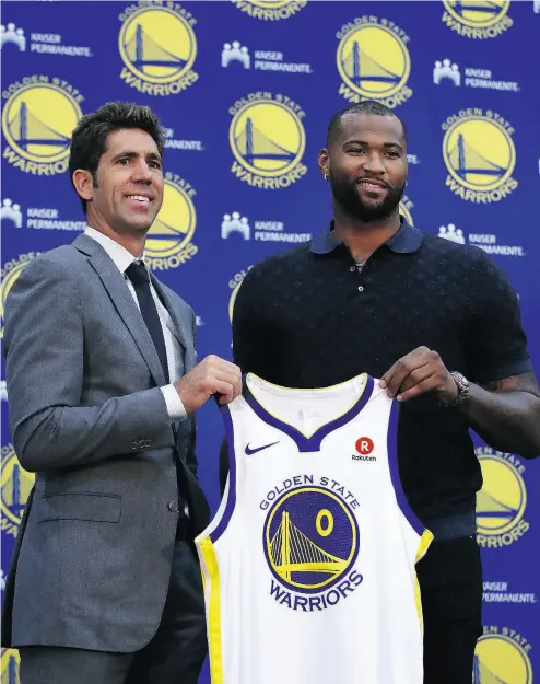  ?? BEN MARGOT / THE ASSOCIATED PRESS ?? When general manager Bob Myers and the Golden State Warriors signed DeMarcus Cousins, they knocked the wind out of the sails of the Los Angeles Lakers following their much-ballyhooed addition of LeBron James.