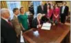  ?? PABLO MARTINEZ MONSIVAIS — THE ASSOCIATED PRESS FILE ?? President Donald Trump prepares to sign an executive order in the Oval Office of the White House in Washington on Feb. 3.