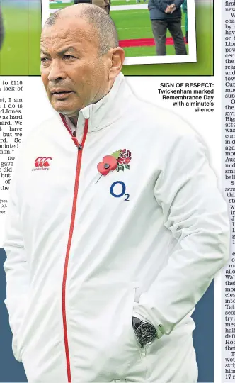  ??  ?? SIGN OF RESPECT: Twickenham marked Remembranc­e Day with a minute’s silence