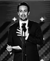  ?? KEVIN WINTER/GETTY ?? Lin-Manuel Miranda accepts the president’s award at the Latin Grammy Awards on Thursday in Las Vegas.