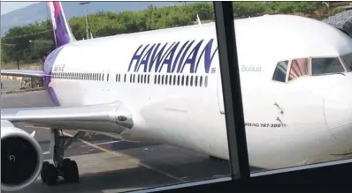  ?? FRANCIS DEAN / GETTY IMAGES ?? Hawaiian airlines aeroplane parked at gate in Hawaiian Capital Honoluu Interntion­al Airport in 2015.