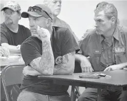  ?? CHABELI HERRERA /ORLANDO SENTINEL ?? John Jones, a senior machinist with Engineerin­g Research and Consulting at Kennedy Space Center, attends a union meeting of the Internatio­nal Associatio­n of Machinists and Aerospace Workers Local 2061 on Tuesday in Cape Canaveral.