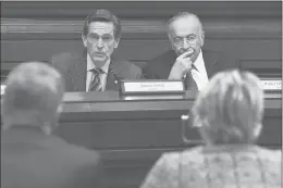  ?? JOHN WOIKE/HARTFORD COURANT ?? Jim Smith, left, and Robert Patricelli are co-chairs of a state committee charged with finding ways to boost Connecticu­t’s competitiv­eness and improve state finances.