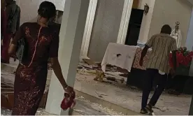  ?? Photograph: Rahaman A Yusuf/AP ?? Worshipper­s inside St. Francis Catholic Church in Owo Nigeria after more than 50 people were feared dead after an attack at the church.