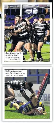  ?? SIMON WHITEHEAD/ NEWS IMAGES ?? Jake Connor grabs Hull FC’S final try