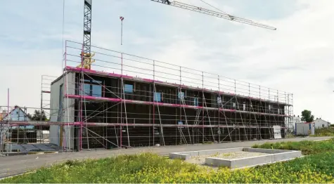  ?? Foto: Marcus Merk ?? Der Neubau einer Kita an der Ostendstra­ße in Gersthofen schreitet voran.