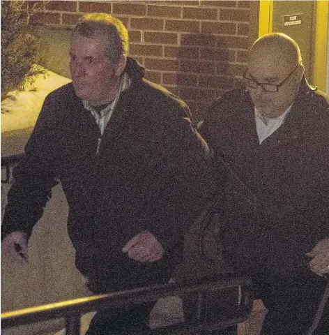  ?? LIAM RICHARDS/THE CANADIAN PRESS ?? Gerald Stanley, left, leaves court after the verdict Friday.