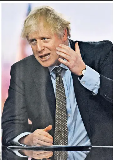  ??  ?? Boris Johnson, appearing on the BBC’S The Andrew Marr Show yesterday, warned that the immediate future ‘is going to get bumpy‘