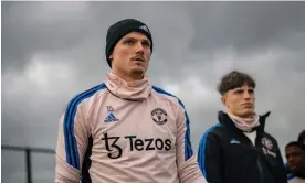  ?? Photograph: Ash Donelon/Manchester United/Getty Images ?? Marcel Sabitzer joins his new Manchester United teammates at training.