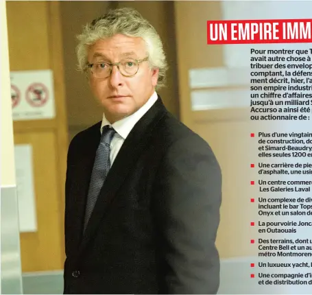  ?? PHOTO MARTIN ALARIE ?? Le fils de Tony Accurso, James, a affirmé, hier, sous serment, que son père ne s’occupait pas des chantiers et des contrats publics.