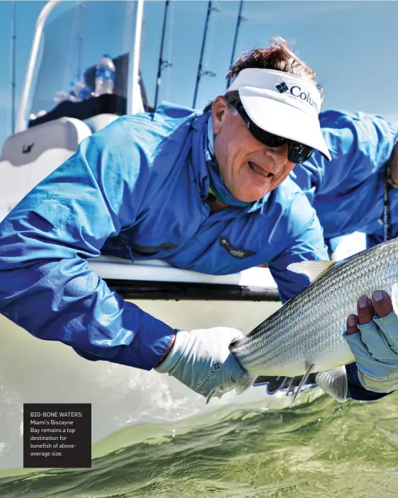  ??  ?? BIG-BONE WATERS: Miami’s Biscayne Bay remains a top destinatio­n for bonefish of aboveavera­ge size.