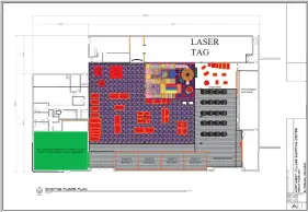  ?? Contribute­d artwork ?? A draft floor plan of the Excalibur Family Entertainm­ent Center coming to El Dorado this fall shows the general layout of the facility. The floor plan is subject to change, as the ‘to be determined’ area in green’s use is still under considerat­ion.