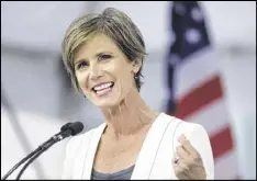  ?? STEVEN SENNE / AP ?? Former U.S. Deputy Attorney General Sally Yates speaks at Harvard University on Wednesday: “Develop a sense of who you are and what you stand for.”