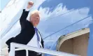  ??  ?? President Trump boards Air Force One to fly out of Canada on Saturday. Photograph: Saul Loeb/AFP/Getty Images