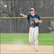  ?? THOMAS NASH - DIGITAL FIRST MEDIA ?? Spring-Ford second baseman Mark McNelly fires over to first base for a putout during Monday night’s game.