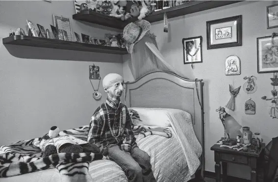  ?? Photos by Nadia Shira Cohen / New York Times ?? Twenty-six-year-old Sammy Basso, who has progeria, is believed to be the oldest surviving person with Hutchinson-Gilford Progeria syndrome.