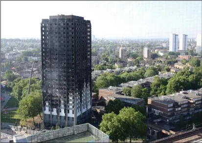  ??  ?? Grenfell Tower in London where 80 people died in a horrific blaze in June this year