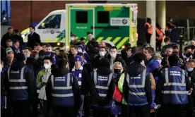  ?? Everton. Photograph: Peter Cziborra/Action Images/Reuters ?? Chelsea fans queue to have their Covid passes checked before Thursday’s game against