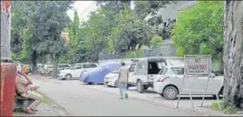  ??  ?? Punjab Police personnel outside EX-DGP Sumedh Singh Saini’s residence in Sector 20, Chandigarh, on Friday.