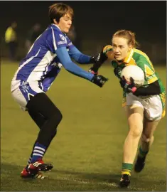  ??  ?? Marguerite Doyle of Clonee is challenged by Deirdre Fox (Shelmalier).