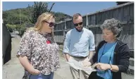  ?? ?? Nelson MP Rachel Boyack, left with Labour MP Kieran McAnulty and Carrie Mozena, of the Nelson Tasman Housing Trust at the site on Waimea Rd the housing trust will redevelop.