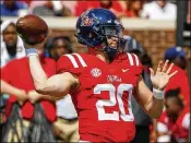  ?? BUTCH DILL / GETTY IMAGES ?? Shea Patterson threw for 3,139 yards and 23 touchdowns over parts of two years at Ole Miss.