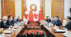  ?? WU HONG - POOL / GETTY IMAGES FILES ?? President Xi Jinping, second from right, meets with Justin Trudeau on his first official visit to China in 2016.