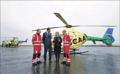  ??  ?? LIFE-SAVER: Health minister Shona Robison MSP unveils the EC135 helicopter.