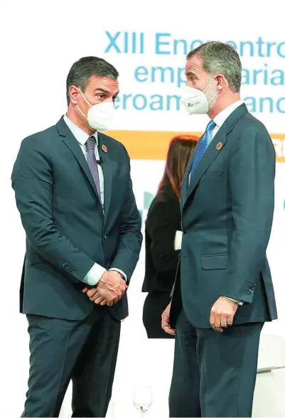  ?? EFE ?? Pedro Sánchez y Felipe VI, ayer durante la XXVII Cumbre Iberoameri­cana en Andorra