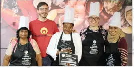  ?? PICTURE: SUPPLIED ?? Simon Carter of East Coast Radio, second from left, with Annie Lahldas (third), Mayenziwe Nombela (winner), Shae Shwenk (second) and Fathima Kadwa (fourth).