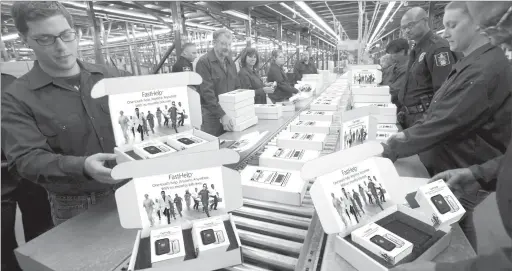  ??  ?? FLYING OUT THE DOOR: Trucks are being loaded with the new medical alert devices called FastHelp. They are now being delivered to lucky seniors who call the National Rebate Center Hotline at 1-866-211-7349 Ext. HELP1558 today. Everyone is calling to get FastHelp, the sleek new medical alert device because it instantly connects you to unlimited nationwide help everywhere cell service is available with no contracts, no deposits and no monthly bills ever.